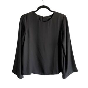 BANANA REPUBLIC Black Crew Neck Long Wide Bell Sleeve Blouse XS